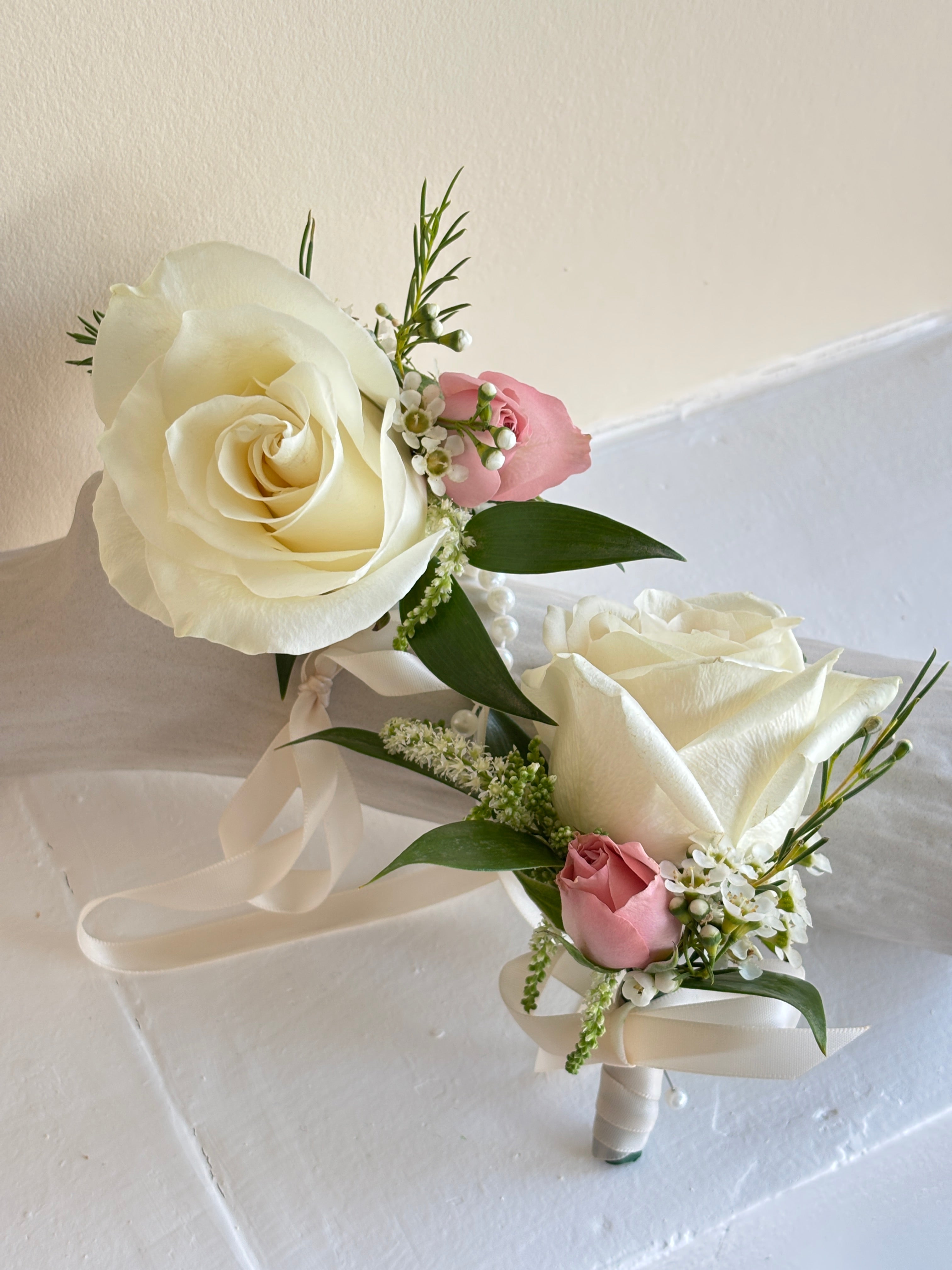 Boutonniere & Corsage – Thyme and Roses