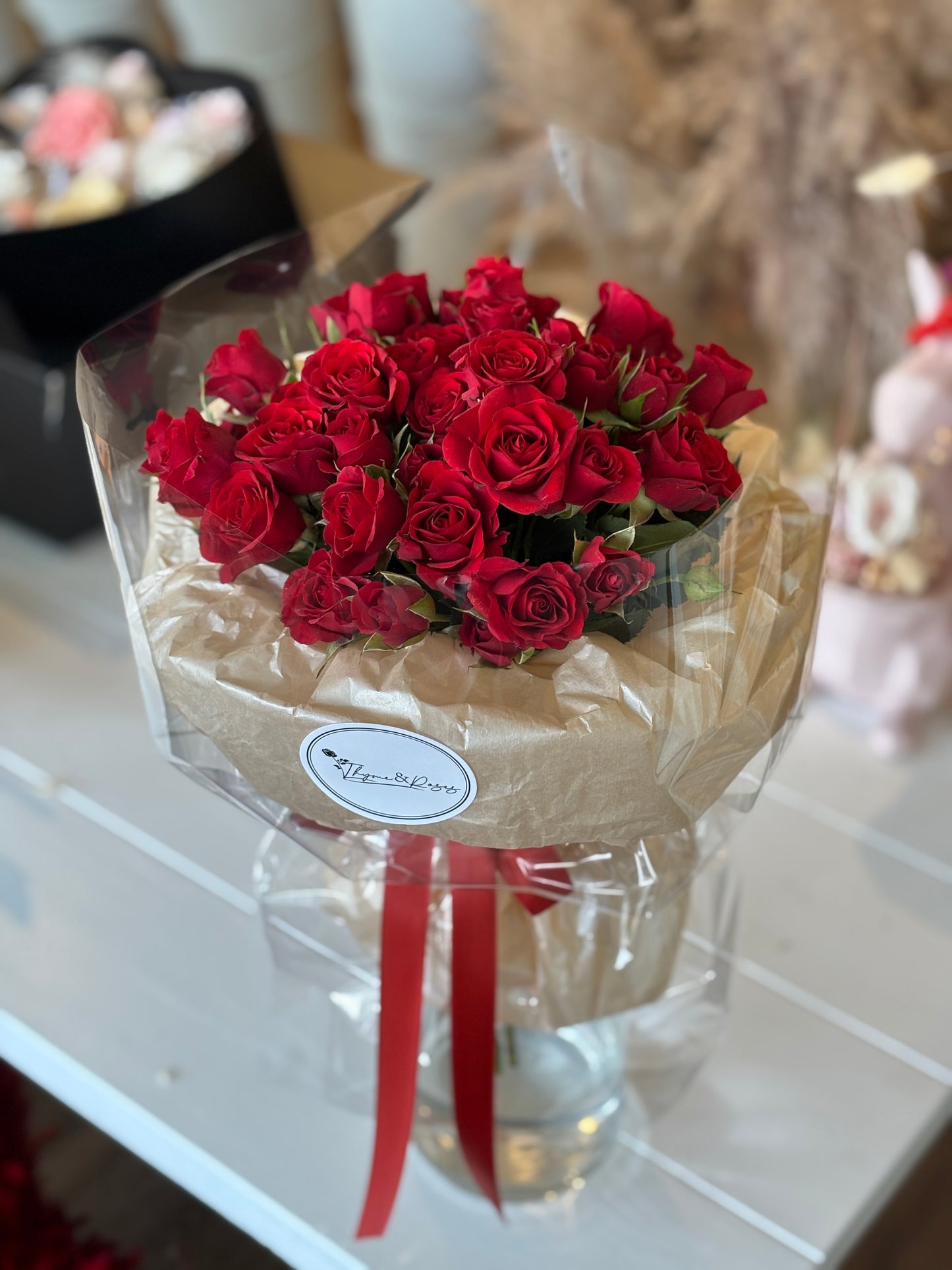 red spray rose bouquet