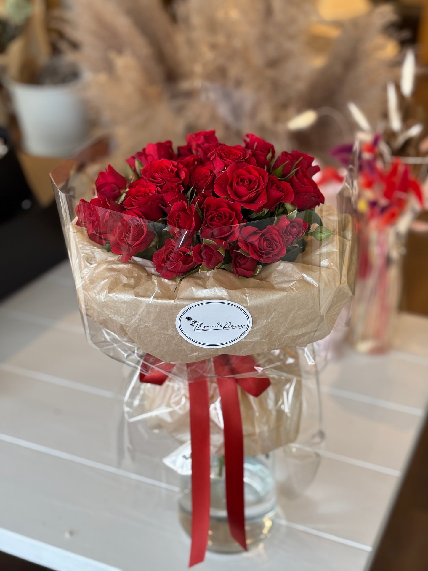 red spray rose bouquet