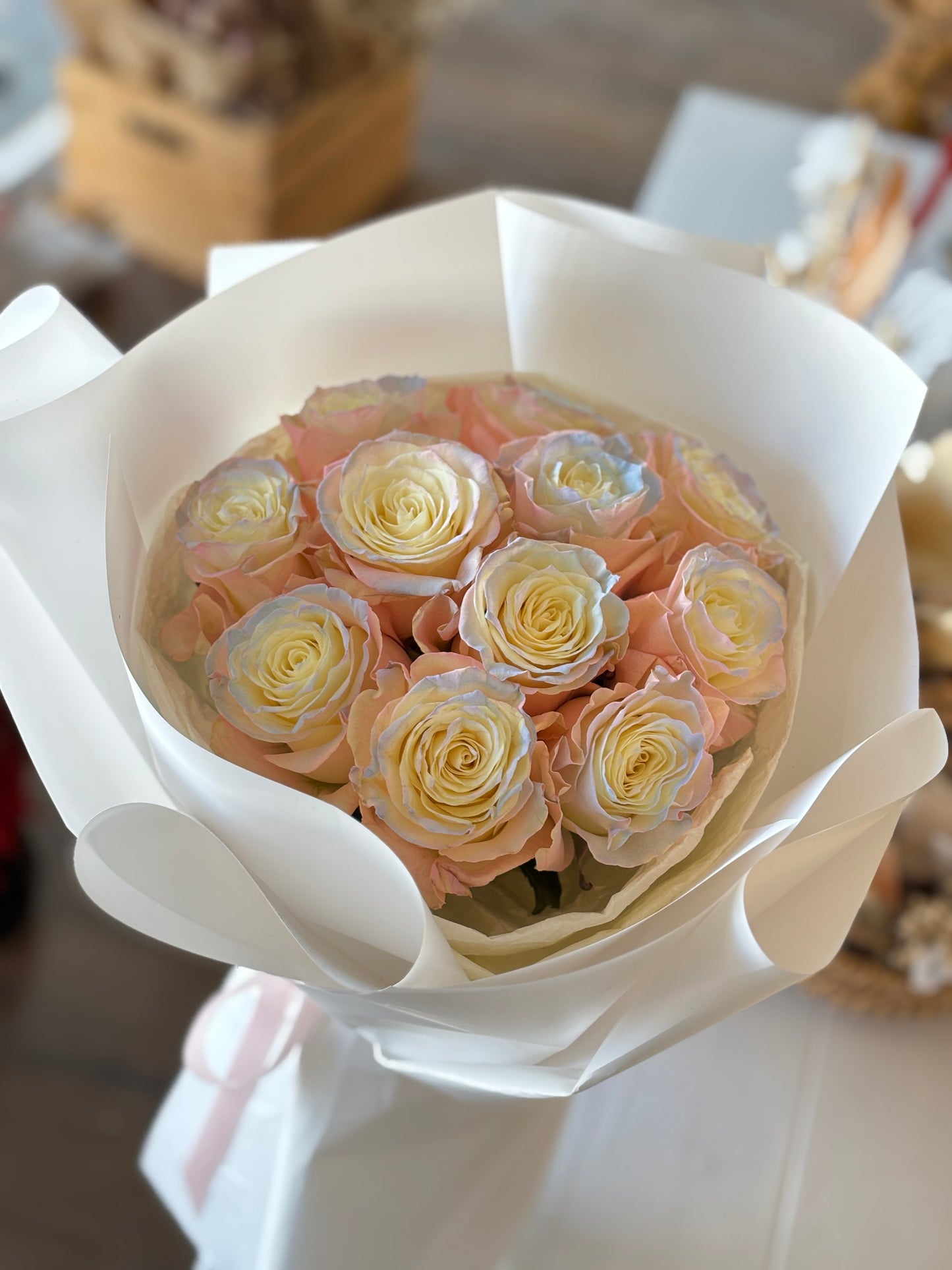 Aurora White Rose Bouquet