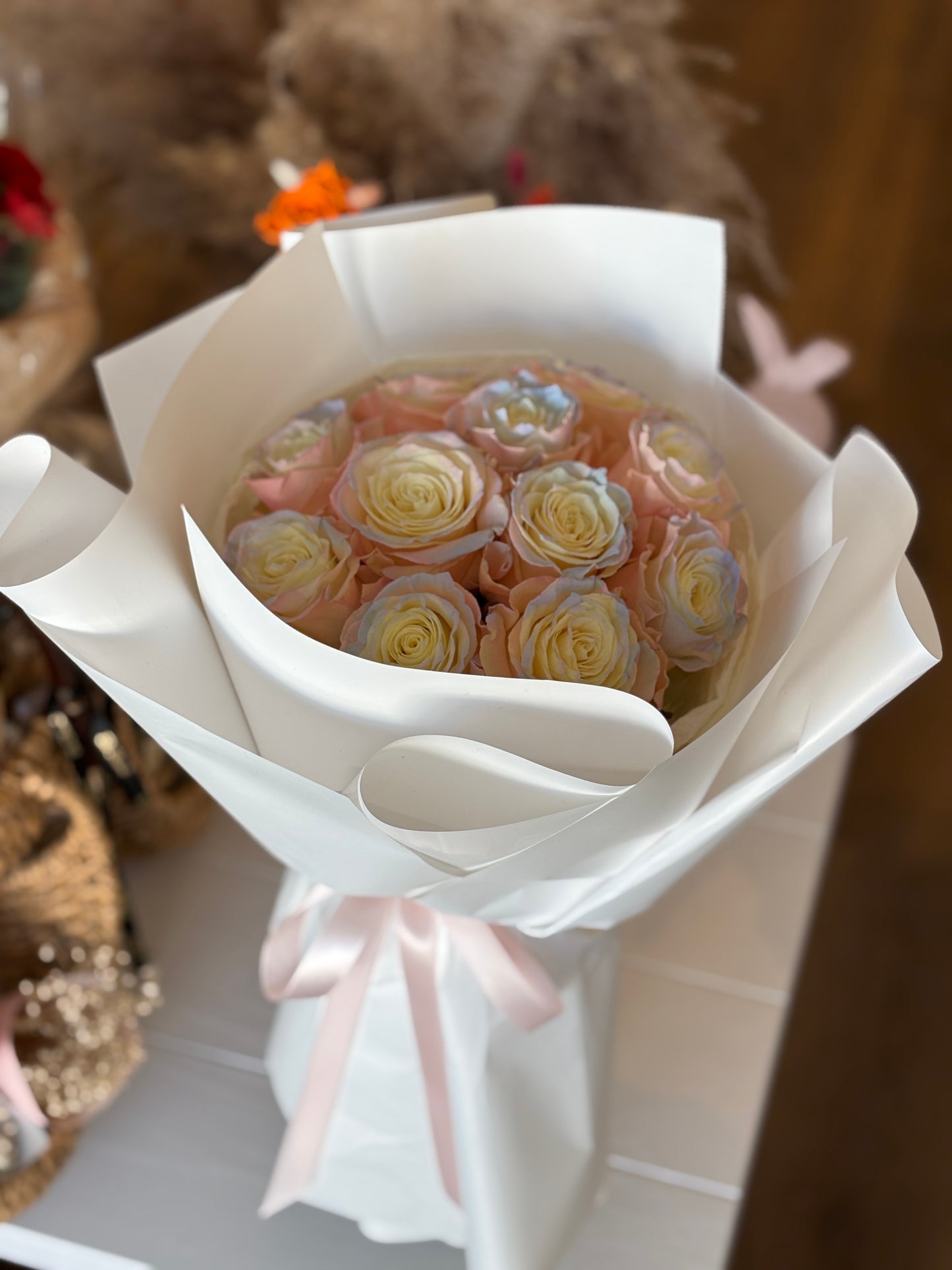 Aurora White Rose Bouquet