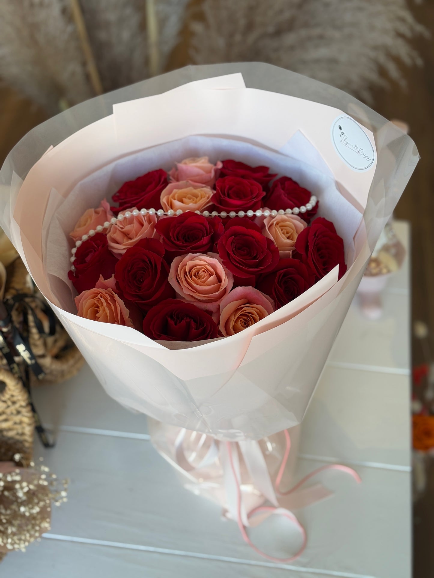 Pink & Red Rose Mixed Round Bouquet