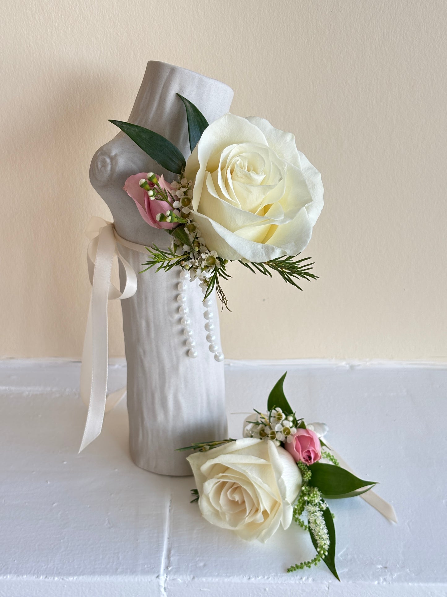 Fresh Flower Prom Set- White Rose
