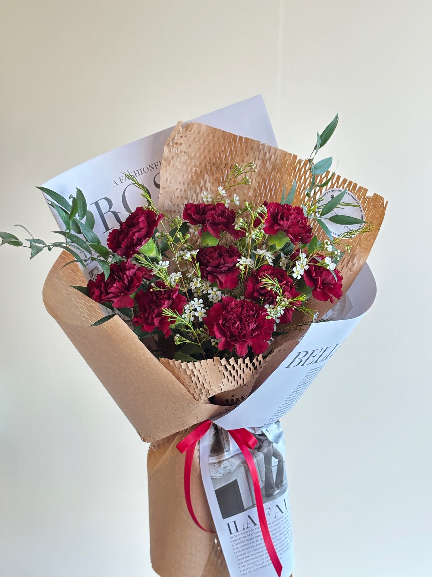 Mother's Day Bouquet - 9 Vintage Red Carnations