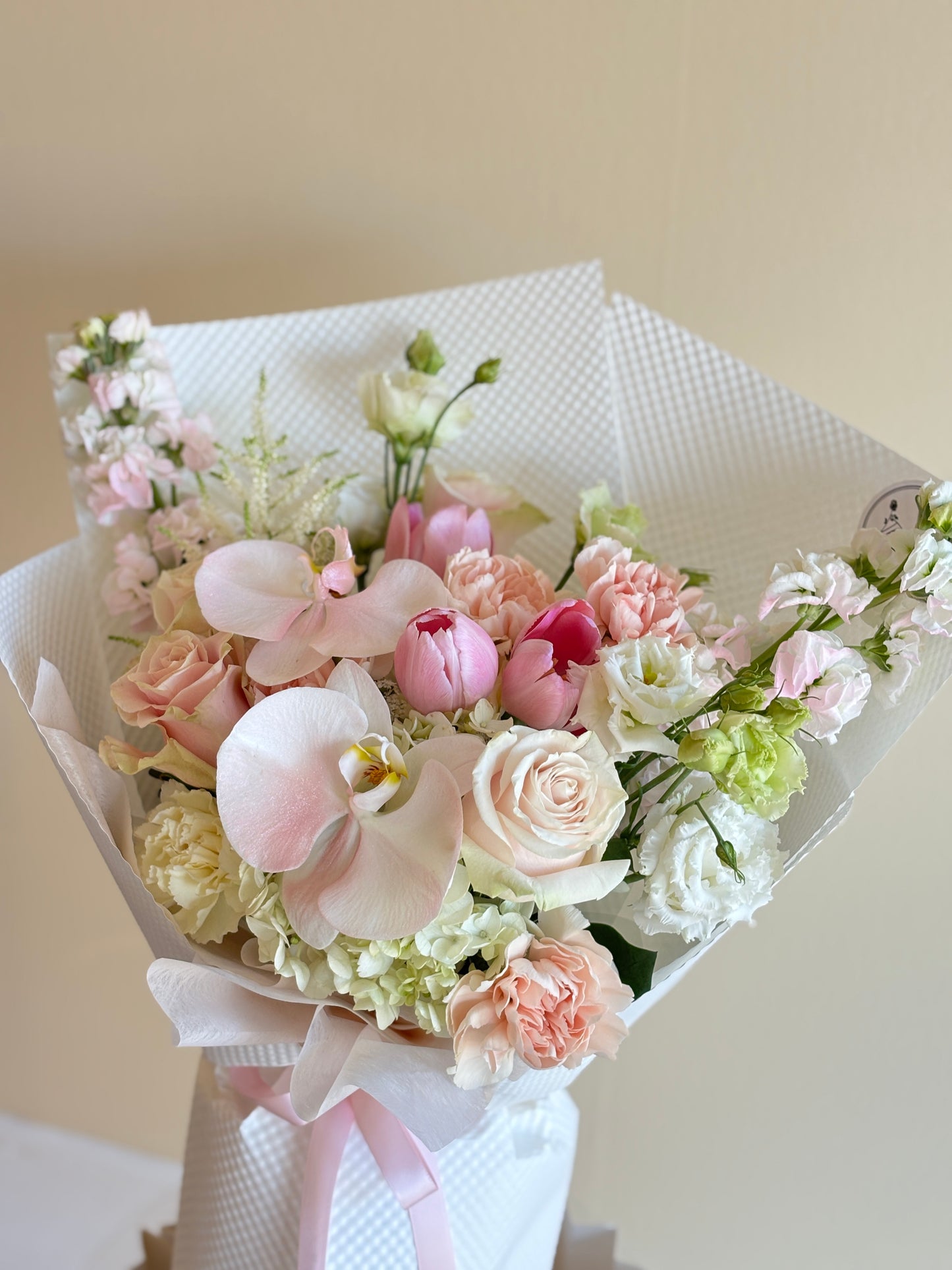 Orchid & Pink roses mixed bouquet