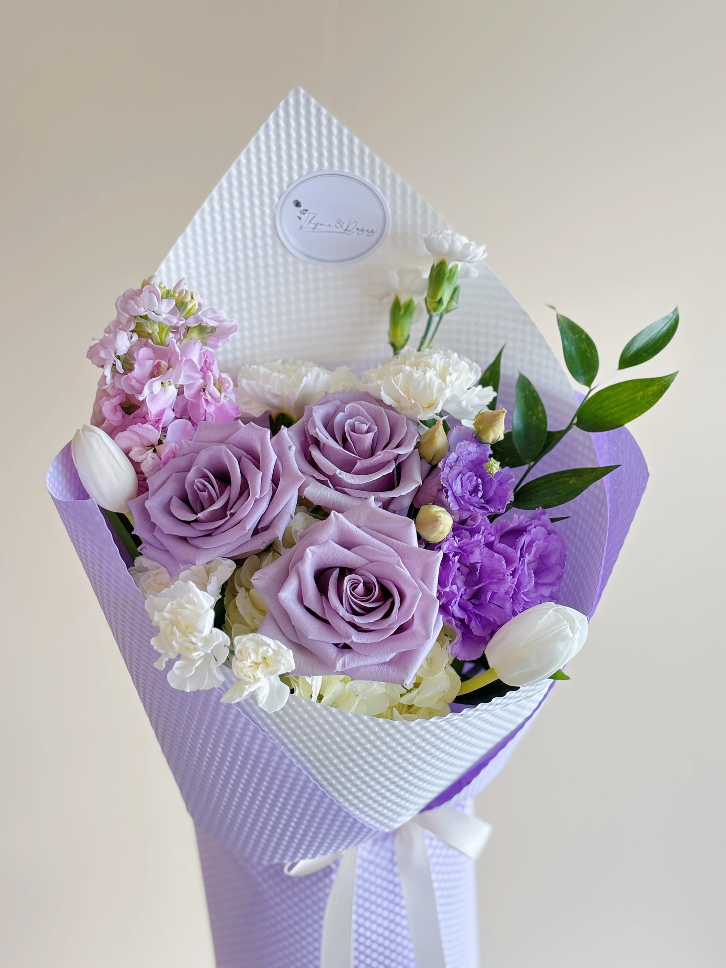 Purple rose mixed bouquet-three