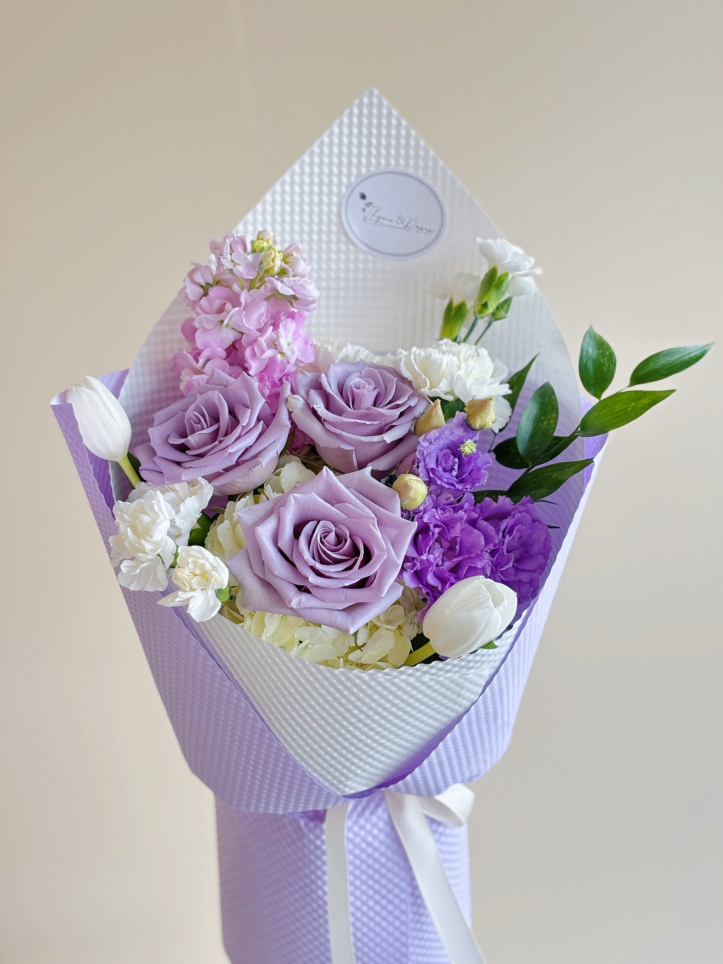 Purple rose mixed bouquet-three