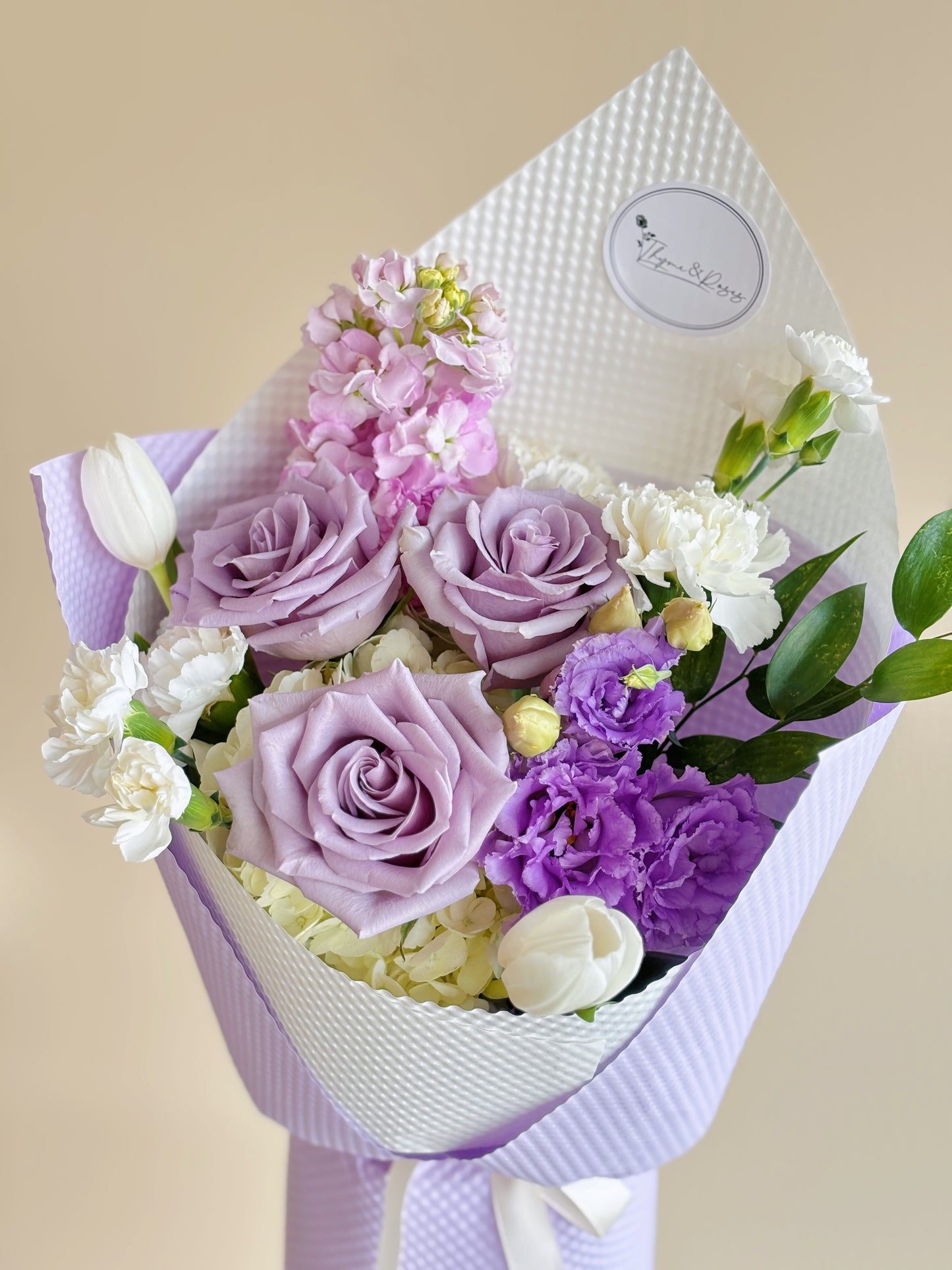 Purple rose mixed bouquet-three