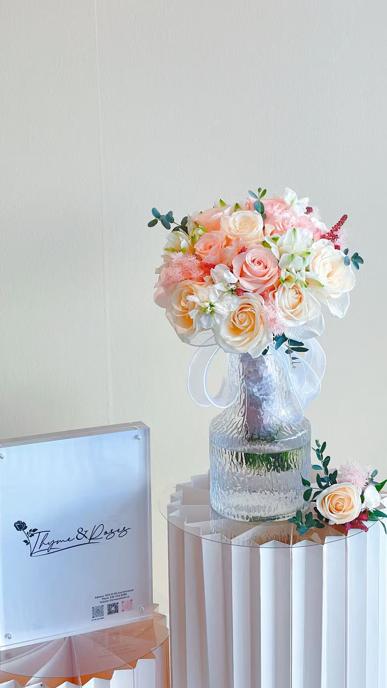 Brides Bouquet & Corsage Set Pink and White