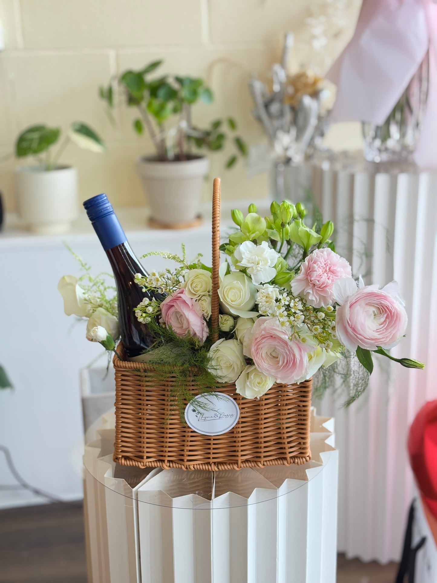 Wine Floral Basket