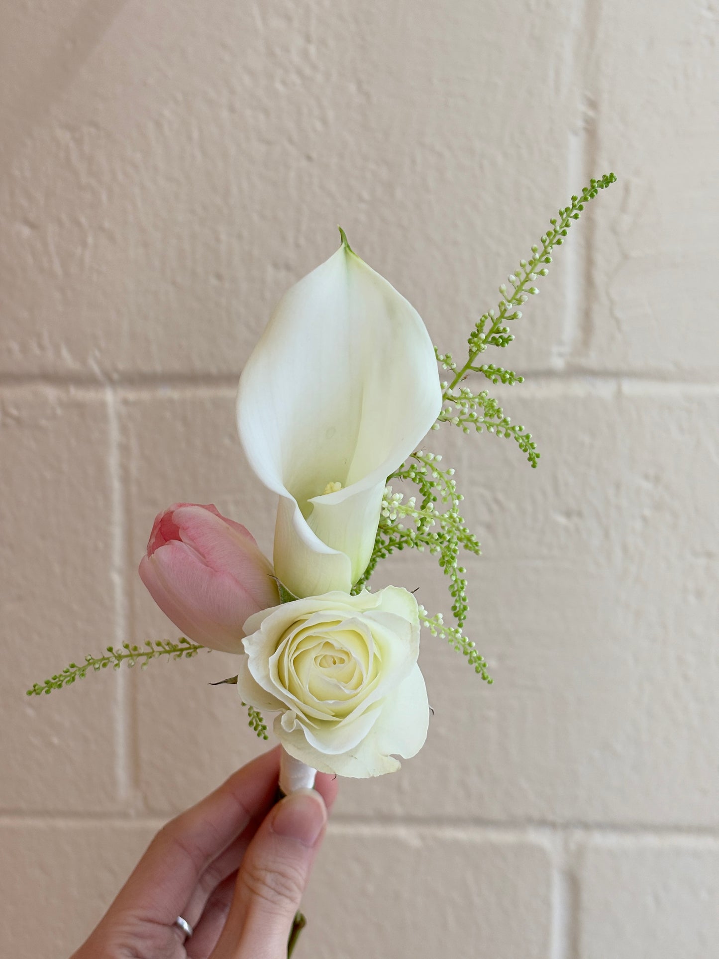 Fresh Flower Boutonnières - Calla Lily Pink and White
