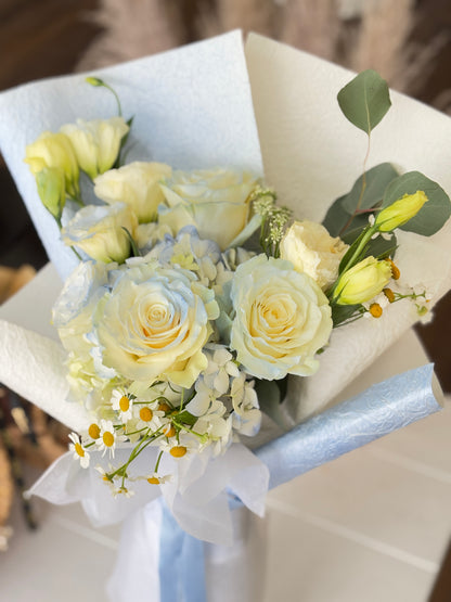 Blue & White Rose Mixed Bouquet