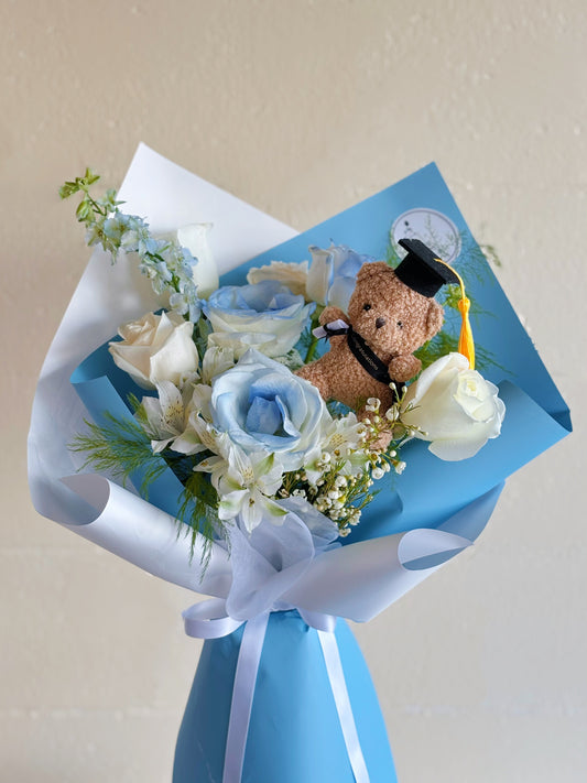 Blue Rose Graduation Bouquet