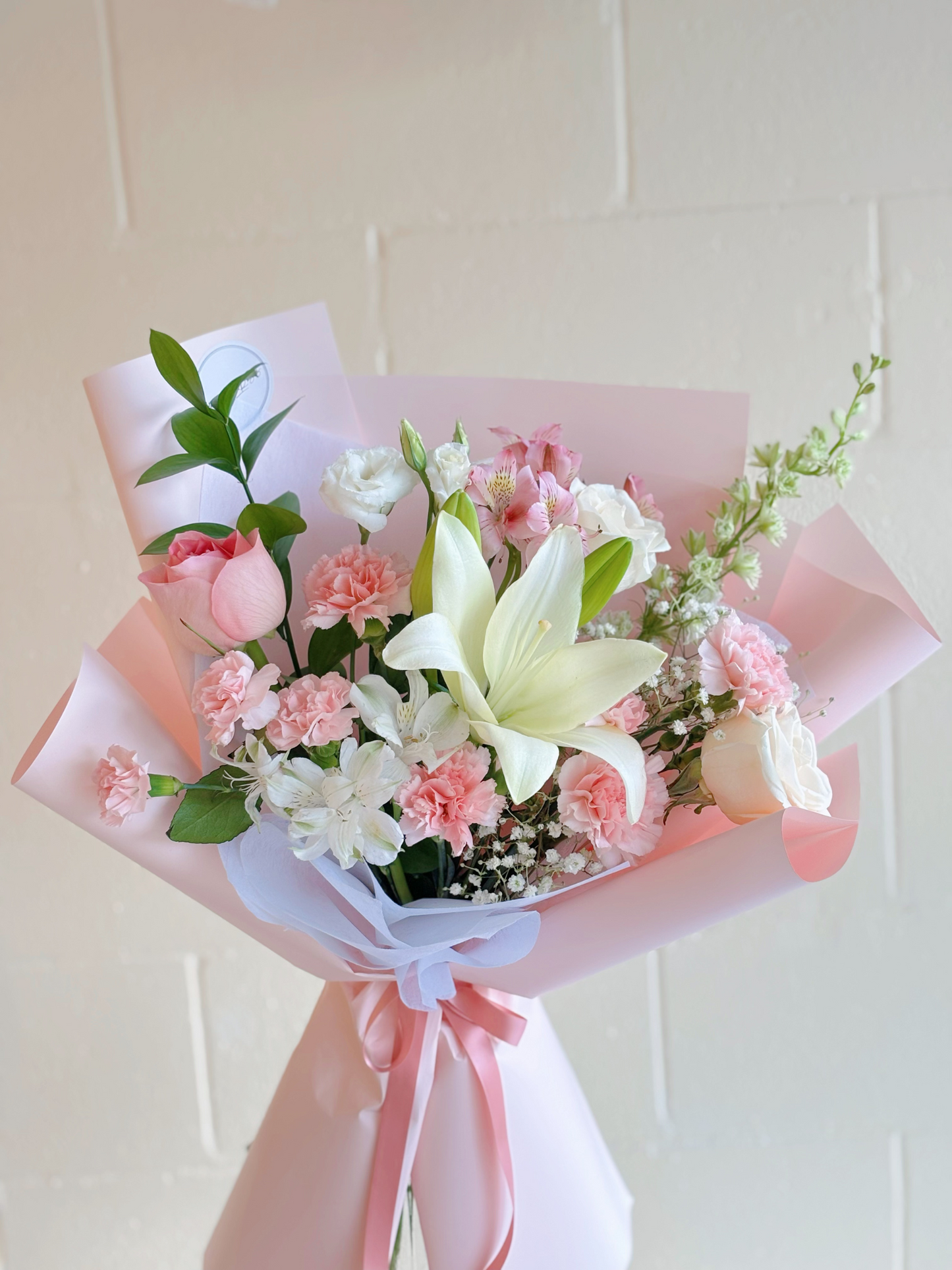 Lily and Carnation Mixed Bouquet Pink