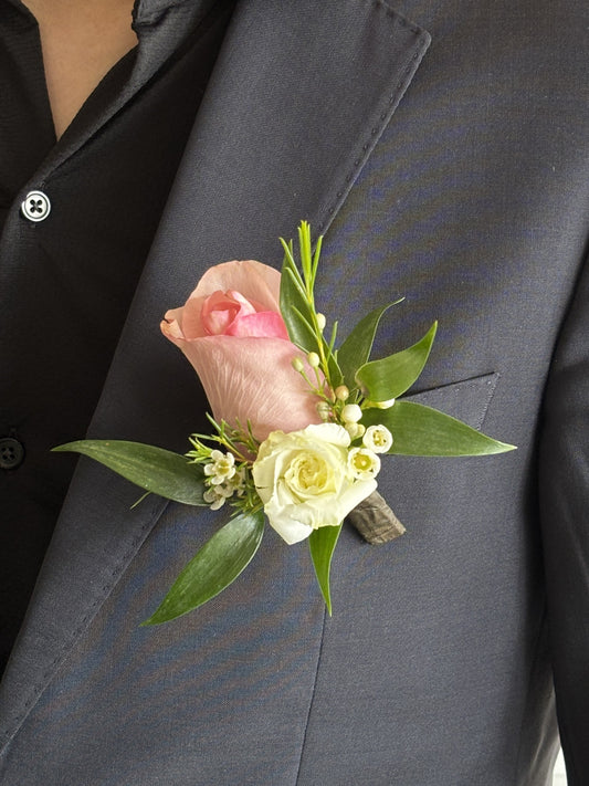 Fresh Flower Boutonnières -  Pink Rose