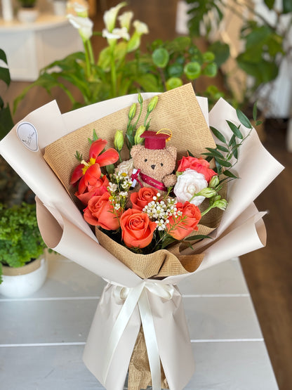 Orange Rose Graduation Bouquet