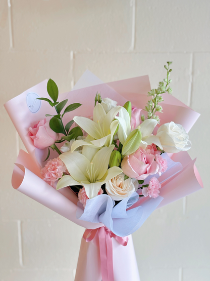 Lily and Carnation Mixed Bouquet Pink