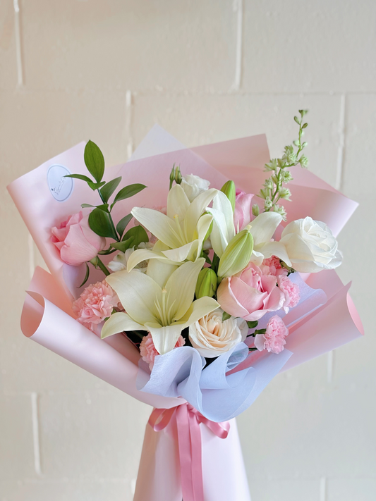 Lily and Carnation Mixed Bouquet Pink
