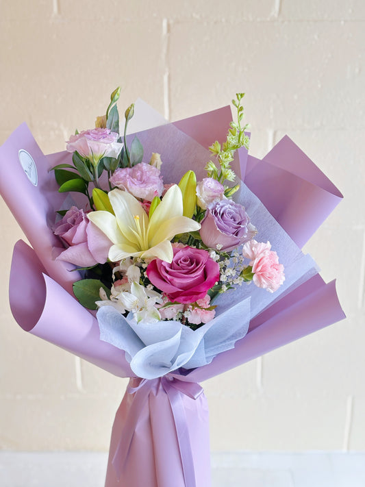 Lily and Carnation Mixed Bouquet Purple