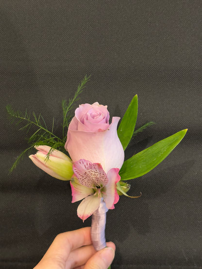 Fresh Flower Boutonnières -  Pink Rose