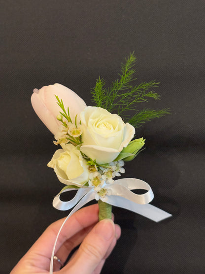 Fresh Flower Corsage - White and Pink