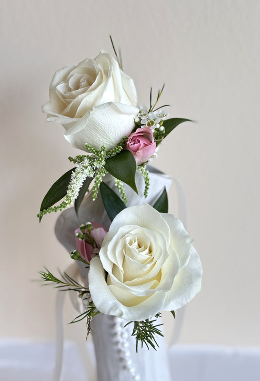 Fresh Flower Prom Set- White Rose