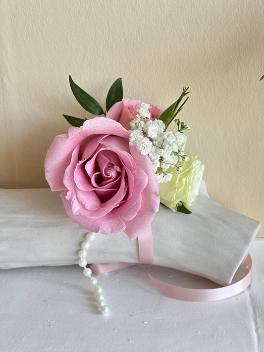 Fresh Flower Corsage - Pink Rose