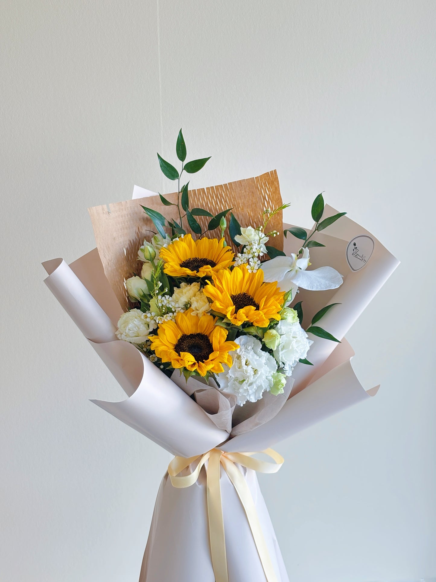 Sunflowers & Orchid mixed bouquet-three