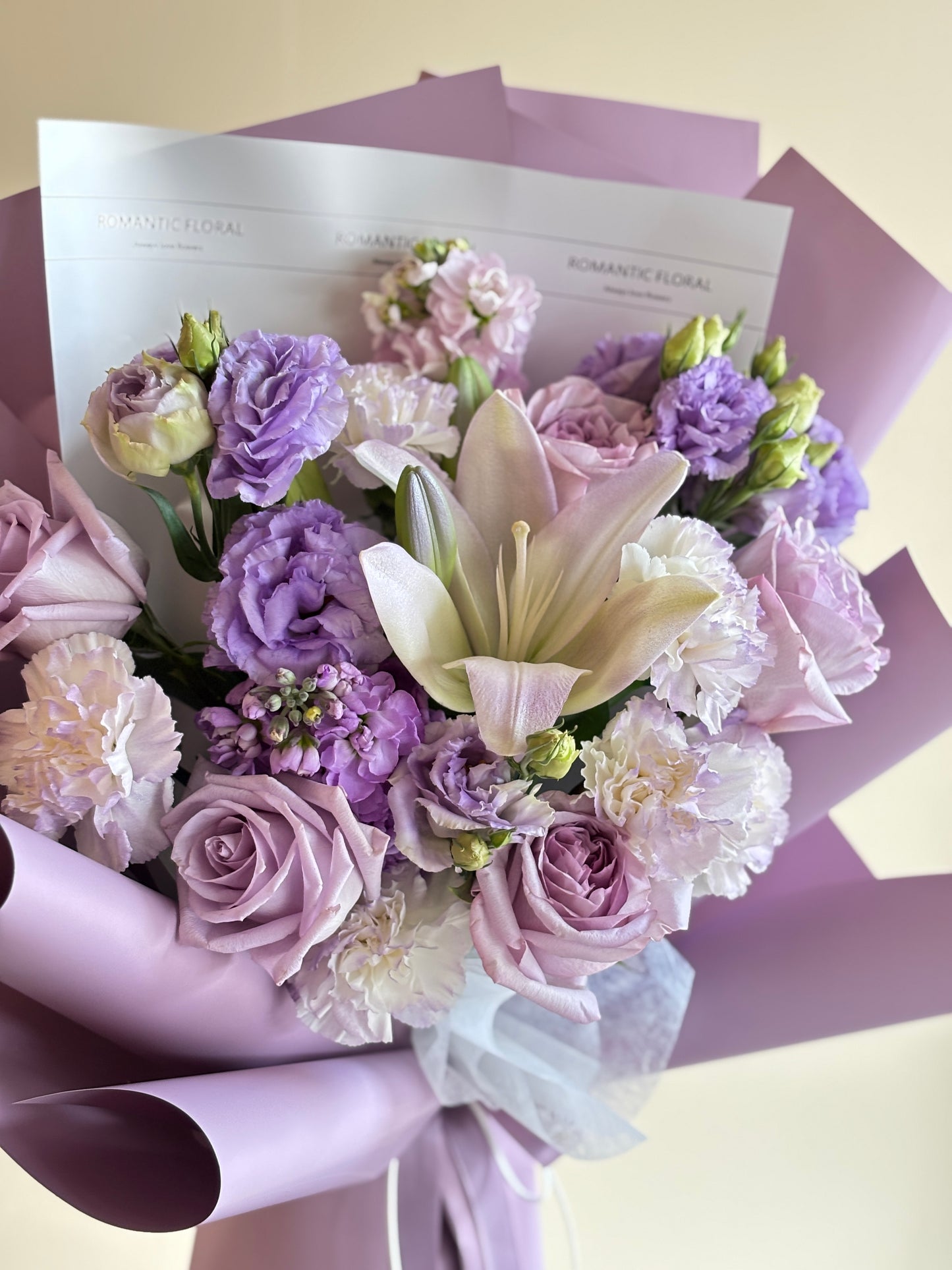 Lily and Rose Mixed Bouquet Purple