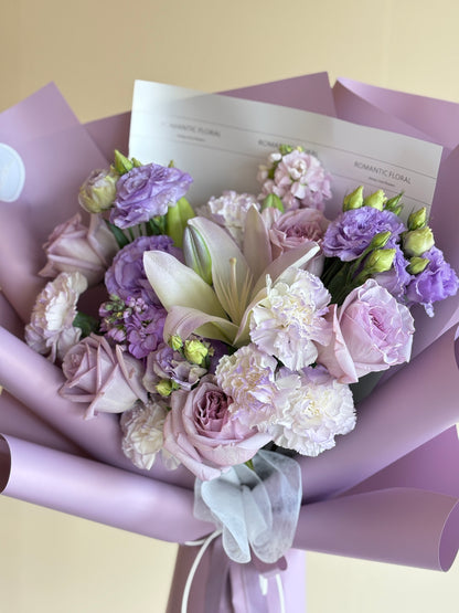 Lily and Rose Mixed Bouquet Purple