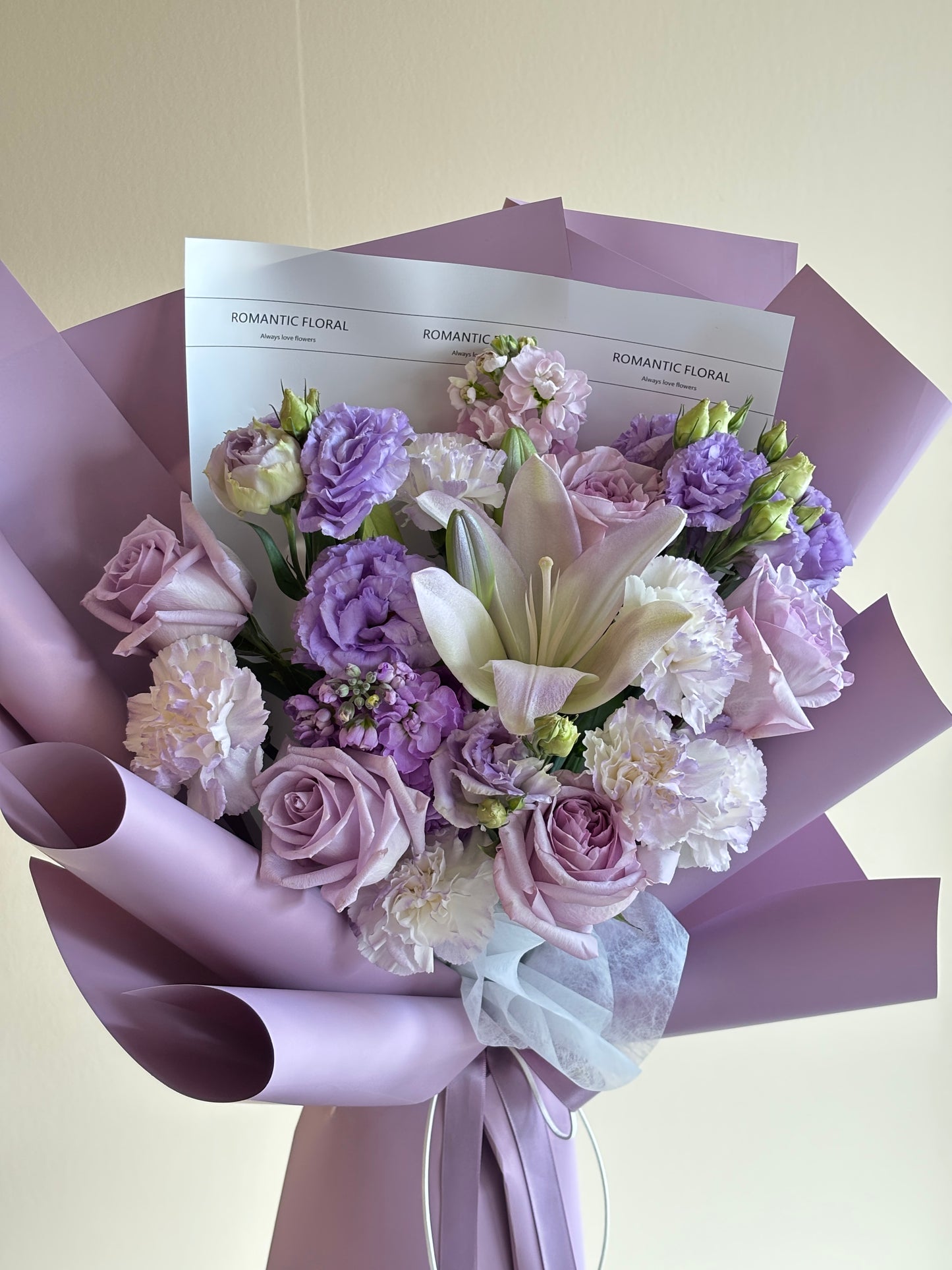 Lily and Rose Mixed Bouquet Purple