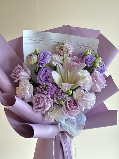 Lily and Rose Mixed Bouquet Purple