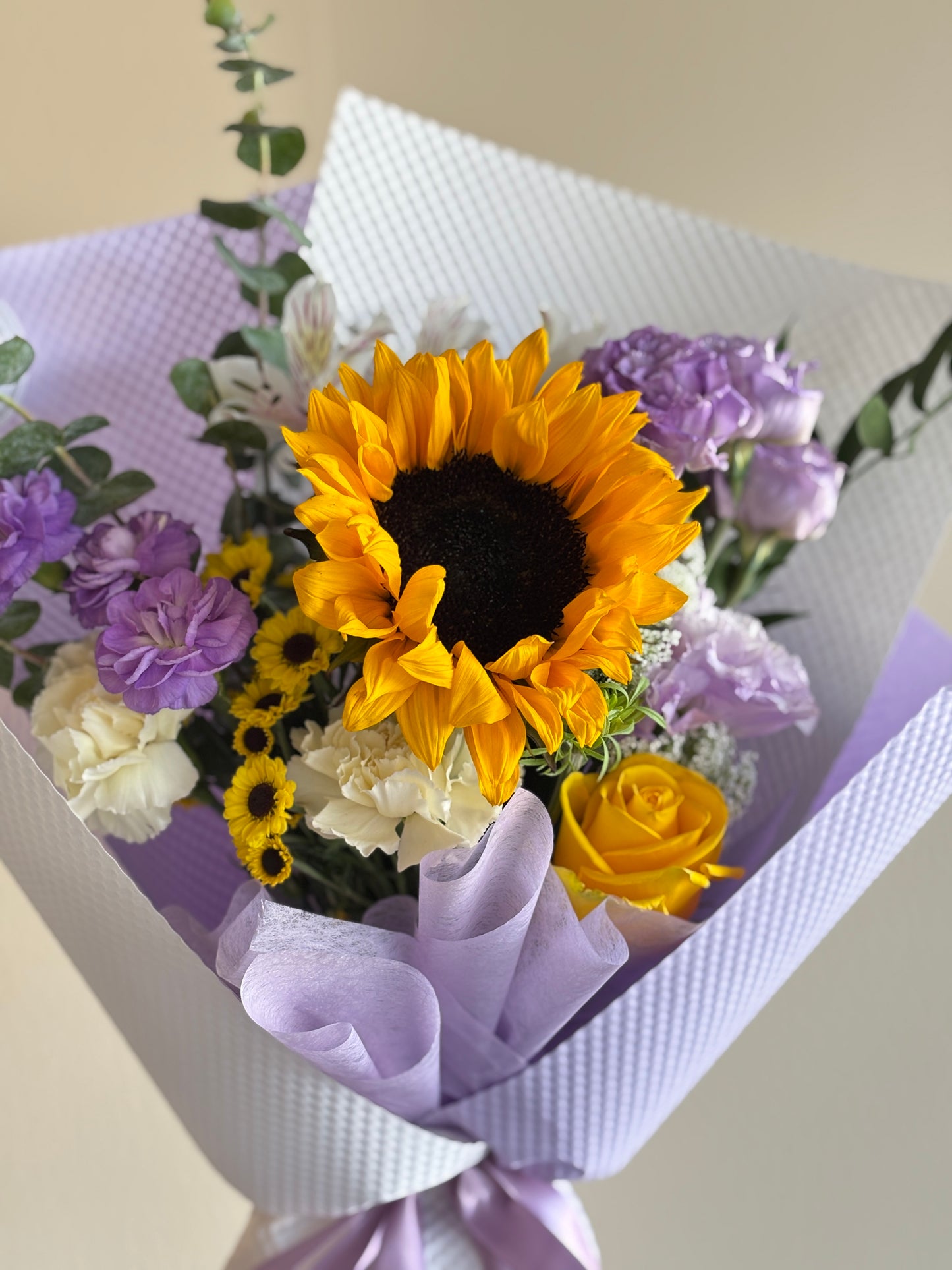 Sunflower purple mixed bouquet
