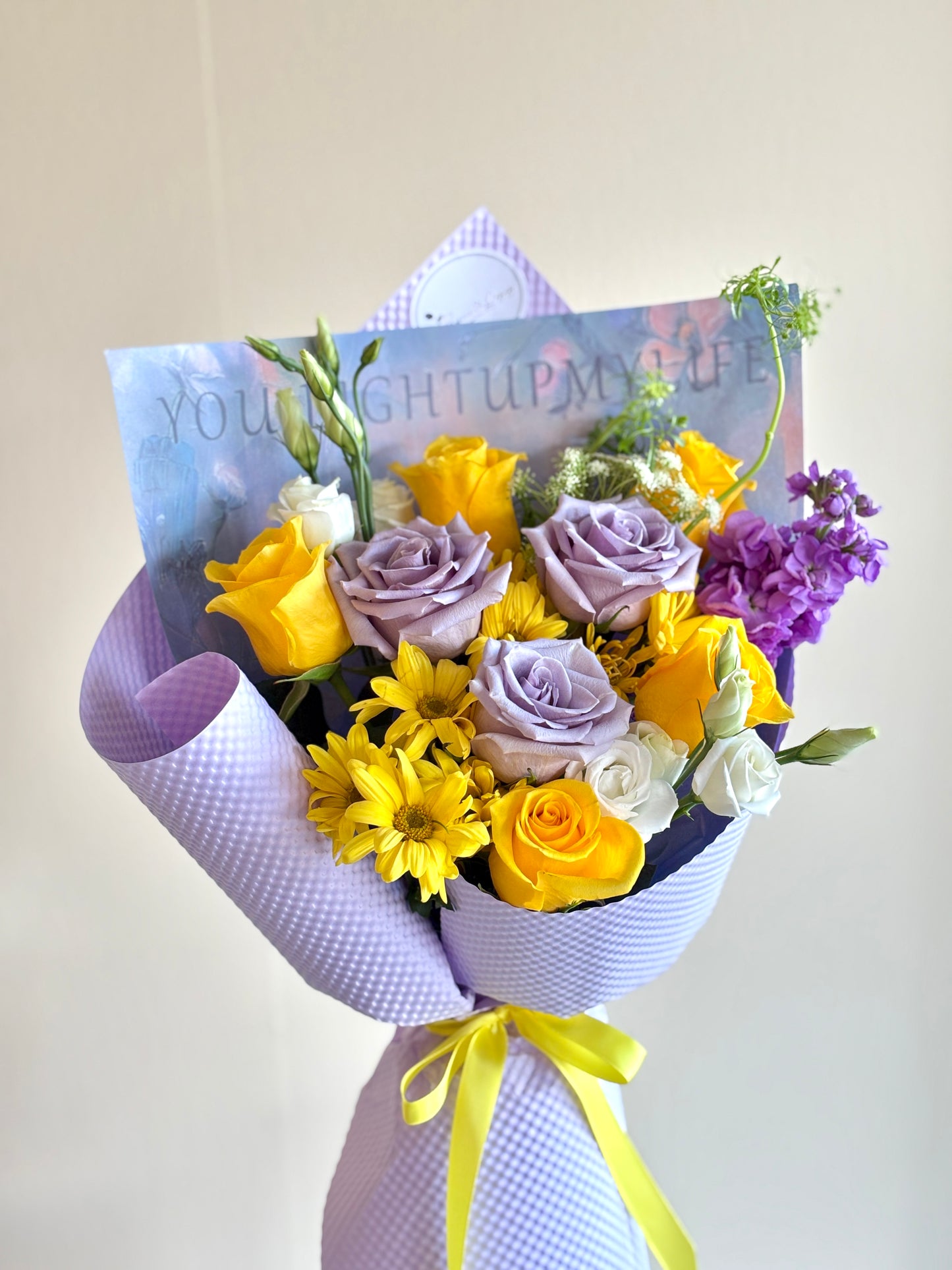 La La Land-Purple & yellow rose mixed bouquet