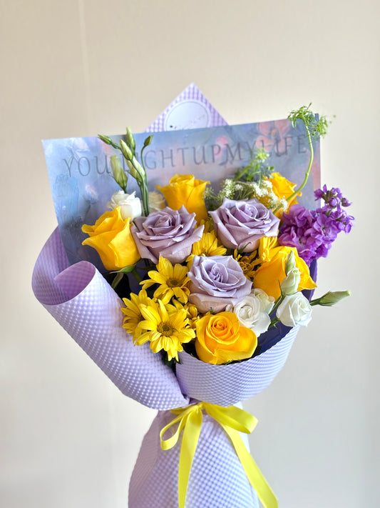La La Land-Purple & yellow rose mixed bouquet