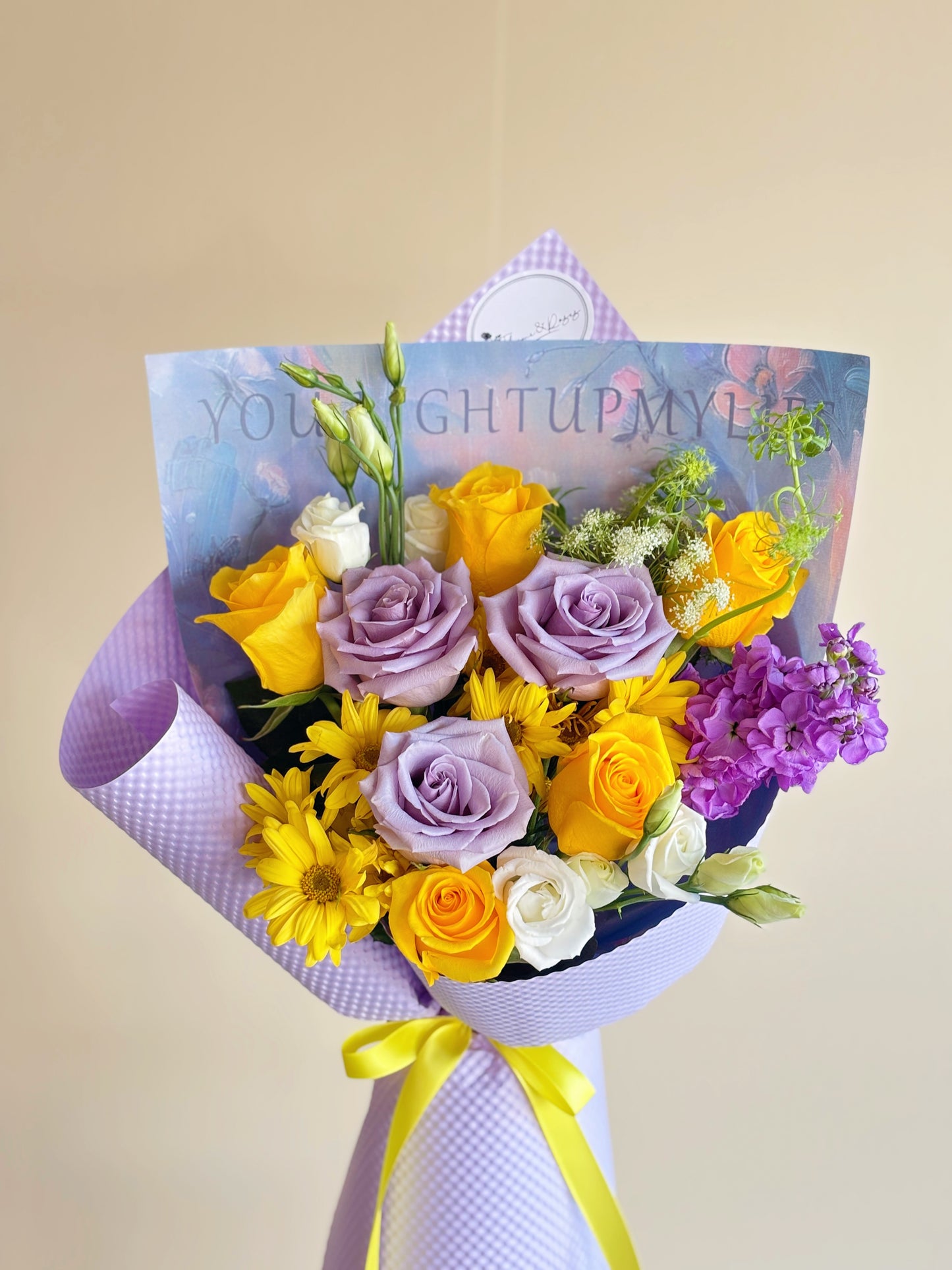 La La Land-Purple & yellow rose mixed bouquet