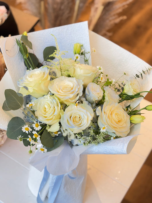 Blue & White Rose Mixed Bouquet