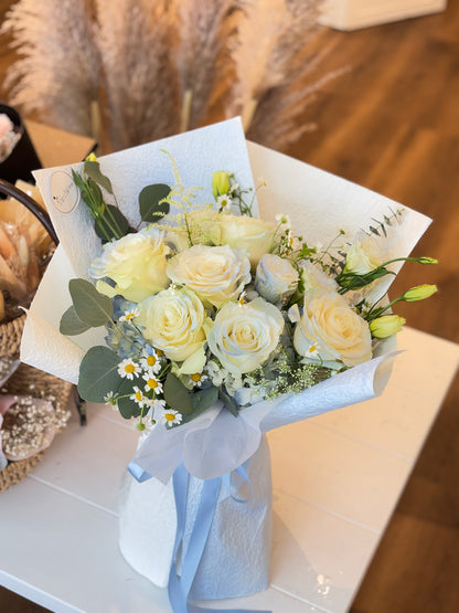 Blue & White Rose Mixed Bouquet
