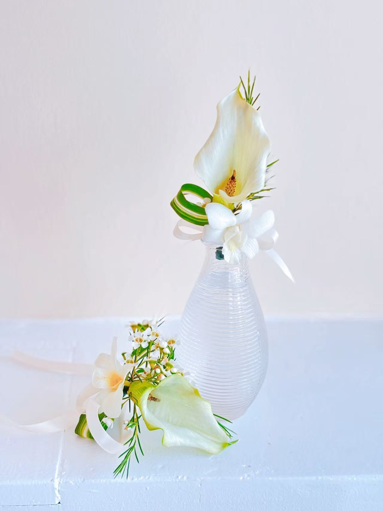 Fresh Flower Boutonniere & Corsage- White Calla