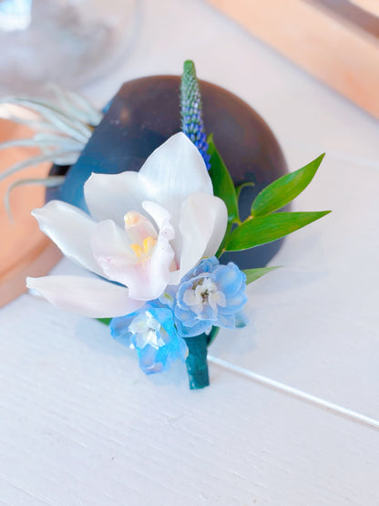 Fresh Flower Boutonniere & Corsage- White Cymbidium Orchid