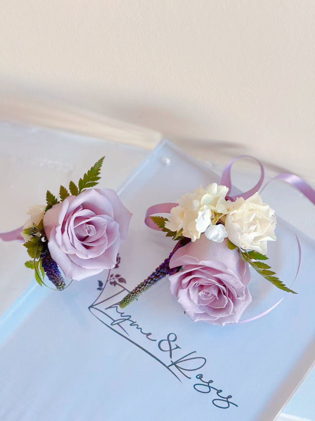 Fresh Flower Boutonniere & Corsage- Purple Rose