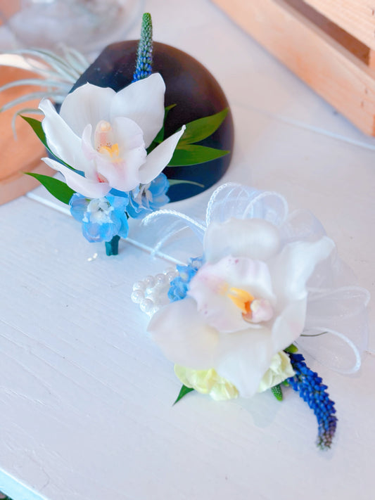 Fresh Flower Boutonniere & Corsage- White Cymbidium Orchid