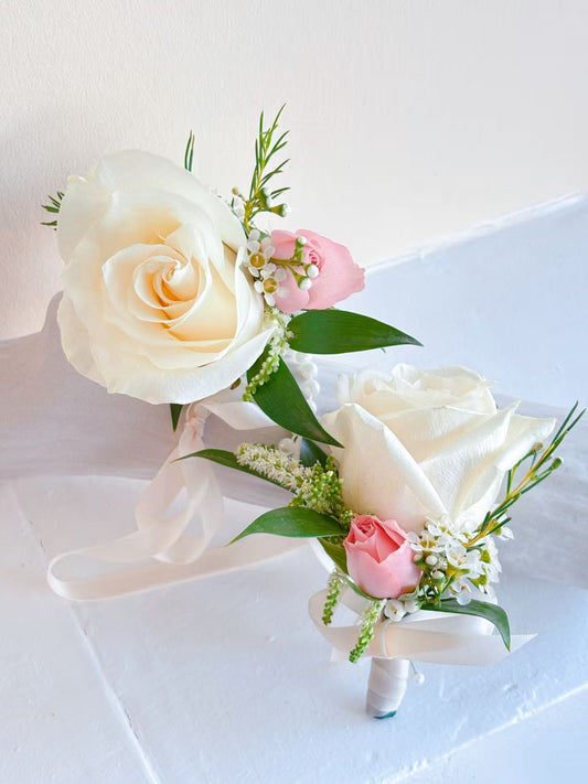 Fresh Flower Boutonniere & Corsage- White Rose