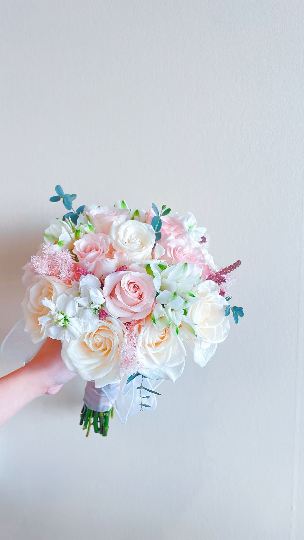 Brides Bouquet & Corsage Set Pink and White