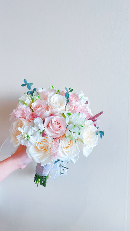 Brides Bouquet & Corsage Set Pink and White