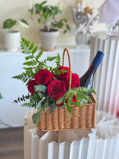 Wine Floral Basket
